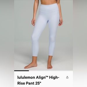 Lululemon Align High Rise Pant 25” Size 2 Color Pastel Blue